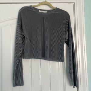 Silver Blue Long Sleep Cropped Top